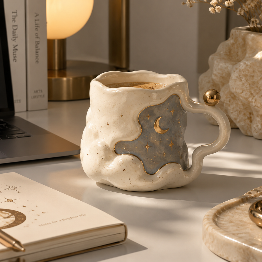 Sculptural Celestial Ceramic Mug