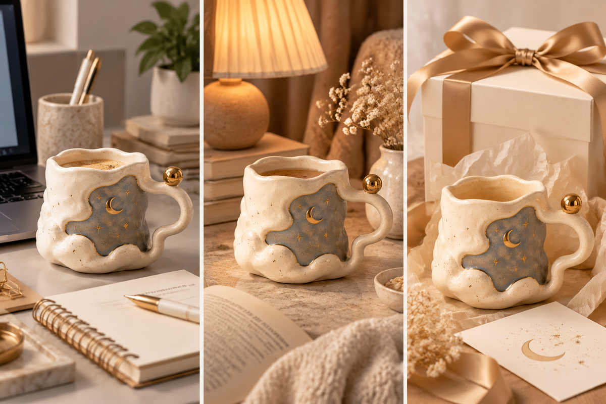 Sculptural Celestial Ceramic Mug