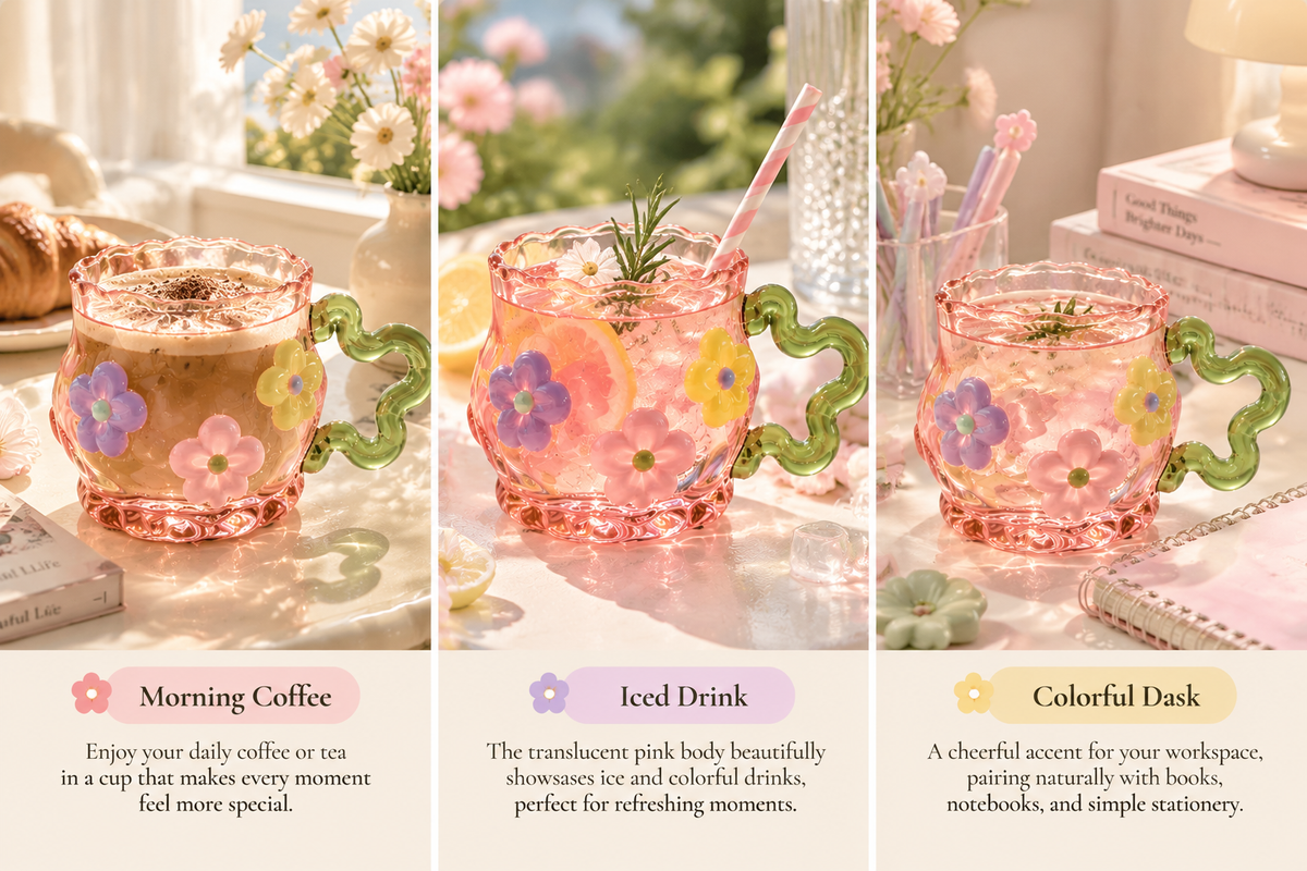 Dopamine Floral Art Glass Cup