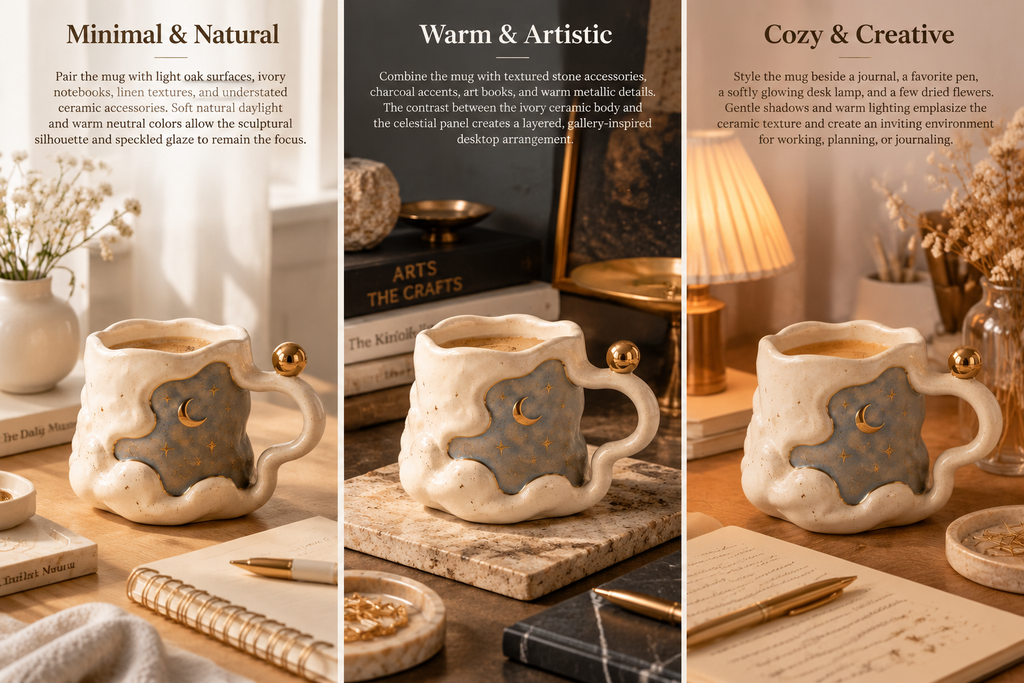 Sculptural Celestial Ceramic Mug